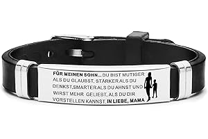 HAYOUWAY Personalisiertes Armband mit Gravur für Meine Tochter Sohn Damen Herren, Mutter Tochter Sohn Armband Inspirativ Verstellbar Silikon Edelstahl Armbänder Geschenke An Sohn Tochter von Mama Papa