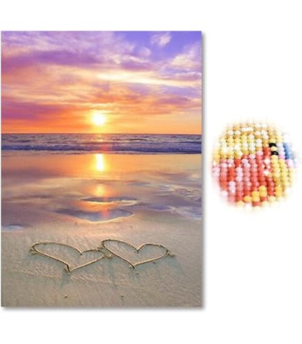 SHEGZHUC Diamond Painting Paesaggio Spiaggia 40x50 Cm - Kit Mosaico 5D Con Tela HD E Strass Rotondi - Fai Da Te Relax - 4