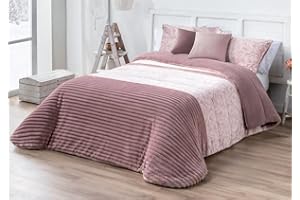 CIBERDESCANS Edredón Rosa Borreguillo Doko 062 con Relleno de Fibra de Manterol para Invierno (Cama 180 cm, C04)