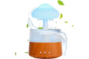 Auveach Luftbefeuchter Humidifier, 7 Farben LED Nachtlicht-3 Leistungsstufen| 5H Timer| Regentropfen Geräusch für Zuhause Büro Yoga Schlafzimmer (Holz)
