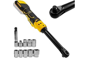 YWNYT Przedłużony bezprzewodowy klucz grzechotkowy 3/20.3 cm do akumulatorów Dewalt 18 V 20 V, (15.2 cm) 16 cm rozszerzona głowica, 80 Nm, 320 obr./min zestaw kluczy z grzechotką z wbudowanym światłem LED i
