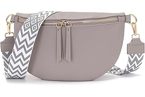 Vezluax 30x20cm Cross Body Bumbags for Ladies Large Bum Bag Stylish Waist Packs Women's Bumbag Fanny Pack for Women Belt Bag with Wide Strap Grey