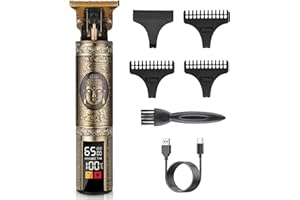 RUOVXWU Hair Clippers for Men Beard Trimmer Hair Clippers Men with 3 Limit Combs LCD Display Cordless Rechargeable Hair Trimmer T-Blade Shaver Haircut Grooming Kit for Barbers Haircut