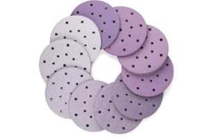LotFancy Sanding Discs 100PCS, 150mm 17 Holes 40/60/80/120/180/220/240/320/400/800 Grit Assorted Professional Sandpaper, Hook and Loop Random Orbital Sander Round Sand Paper
