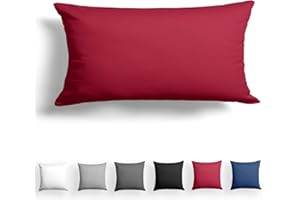 Alreya Mako Satin Kissenbezug 40 x 80 cm - 100% Baumwolle mit YKK Reißverschluss, Superweicher Kopfkissenbezug 40x80, Kissenhülle, Oeko-TEX® Standard Zertifiziert, Rot, nur Kissenbezug