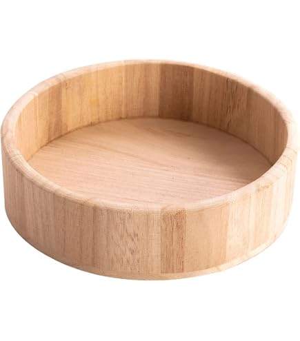 Vassoio Girevole In Legno Lazy Susan WORDFUN 90cm - Base Rotante Silenziosa - Colore Noce Chiaro - Per Tavolo Da Pranzo