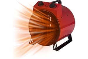 Igenix IG9301 Industrial/Commercial Drum Fan Heater with 2 Heat Settings and Cooling Fan Setting, Integrated Carry Handle, Ideal for Garages and Large Indoor Spaces, 3000 W, Red