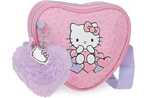 Hello Kitty Hearts & Dots, astuccio scolastico, a tracolla, realizzato in poliestere, Rosa, Tracolla