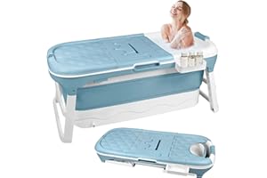 YRHome Faltbare Badewanne Wanne Erwachsene XXL, 148 x 60 x 53 cm Tragbare Klappbadewanne Foldable Bathtub Klappbare mobile Badewanne mit Abdeckung, Kissen, Massagerollen für kleine Badezimmer, Dusche
