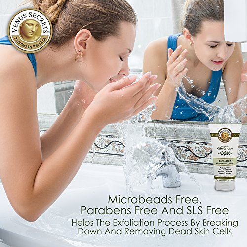 Gesichtspeeling – Face Scrub – Peeling-Gesichtsreinigung – Sanftes Gesichtspeeling – Gesichtsreiniger – von Venus Secrets Naturkosmetik – 100ml – für alle Hauttypen – hilft das Auftreten von Akne-Narben zu verringern – Reinigt und hydratisiert, so dass die Haut weich, glatt und hell wird – Tiefenhydratisierend – Erfrischt, reinigt und belebt die Haut – Kann mit Gesichtsbürste verwendet werden - 4