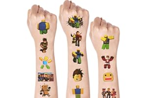 YANGSIW 4 Sheets Reblox Temporary Tattoos for Kids, Video Game Birthday Party Supplies Video Game Party Favors for Boys Girls Kids Birthday Decorations Tattoos Stickers Party Game Gifts