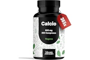 BLOOM NATURALS BEAUTY SUPPLEMENTS Calcio Integratore, 365 Compresse, 800 mg per Dose (2 Compresse al Giorno), Carbonato di Calcio Puro, Vegan, Formula Essenziale, Prodotto in Germania - Calcium Supplement