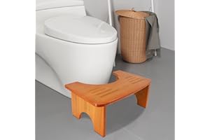 AkoaDa Toilet Stool, Bamboo Toilet Stool, Bathroom Toilet Stool, 35 Degree Heavy Duty C Shaped Stool Bathroom Accessories Foot Stool