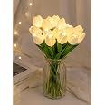 MoonlitDreams Artificial White Tulip Flower Lamp with LED Lights, 5 Tulip Bouquet Night Light for Bedroom Decor | Battery Ope