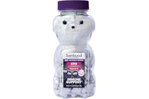 Sambucol Natural Black Elderberry Kids Chewable Teddies| Vitamin C | Immune Support Supplement | 60 tablets