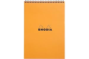 RHODIA 18500C - Notepad Bloc-Notes à Spirale (Reliure Intégrale) Orange - A4 21 x 29,7 cm - Petits Carreaux - 80 F Détachables - Papier Clairefontaine 80 g/m² - Couverture en Carte Enduite Souple