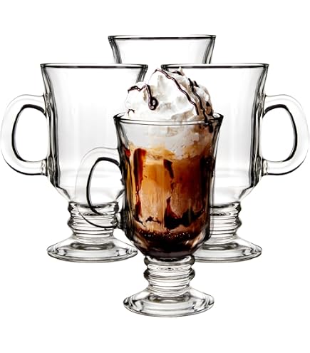 Tasses à Café Irlandaises En Verre Transparent - Double Paroi Résistante à La Chaleur - Lot De 2 - 300 Ml Et 450 Ml