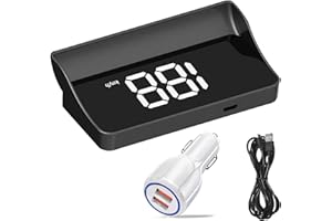 KRYOLITHM HUD Head Up Display Auto con Cargador Coche, GPS Velocímetro Universal, Digital Coche Velocímetro Velocímetro GPS para Coche Motocicleta, Pantalla Grande LED Plug & Play Proyección Parabrisas