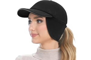 GADIEMKENSD Fleece Winter Hats for Women, Reflective Ponytail Hat with Drop Down Ear Flap