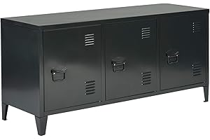 FurnitureR Mobile da 120 cm, in Stile Industriale, con Gambe diagonali Staccabili, Console TV per Soggiorno, Sala intrattenimento, Camera da Letto, Nero, Metallo, 120 x 40 x 58 cm, 120x40x58cm