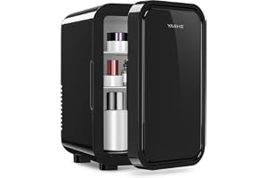 YASHE Minikylskåp, 6 liter/8 burkar, 220–240 V AC/DC bärbar termoelektrisk, bärbar termoelektrisk, för sovrum, hudvård, dryck