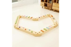 BanaSuper Trave di Equilibrio in Legno per Bambini Pietre Colorate di Ostacolo Giocattolo Montessori per Bambini Allenamento dell'equilibrio (Solo Trave d'Equilibrio)