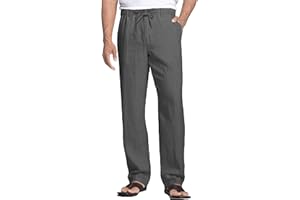 NANAMEEI Pantalon Lin Homme Été Pantalons de Plage Casual Pantalon Yoga Homme Grande Taille Elastique avec Cordon
