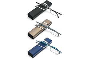 KOKOBIN Okulary do czytania z ultralekką oprawką TR90, pomoc w czytaniu, widzeniu, z metalowymi oprawkami, półramkowe, z etui na okulary, dla kobiet i mężczyzn