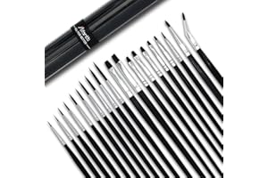 Afantti 20 Stück Detail Feine Pinsel Malen Nach Zahlen Künstler Malpinsel Pinselset | Ultradünne Lange Spitze | für Miniatur Acryl Öl Modellbau Malerei