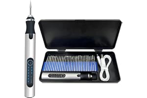 TrusMe Electric Cordless Engraving Pen,USB Rechargable DIY Etching Engraver Tool with 30 Bits,Micro Engraver Pen for Wood,Egg, Jewelry Metal Stone,Silver