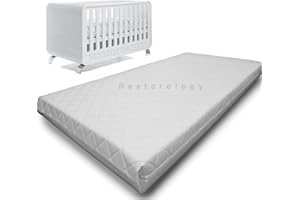 BUY ALL HERE Baby Cot Bed Mattress,Hypoallergenic Fabric, WaterProof, Extra Thick, Double Sided, Baby Travel Mattress With Removable Zip Cover, Colour White,Made in UK (100 x 70 x 7.5 CM)