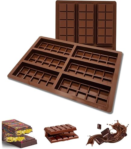 2 Pezzi Stampi in Silicone, badaren Stampo per Cioccolato, Stampo Cioccolato Tavoletta, Stampo per Torrone, Stampi in Silicone per Dolci, per Caramelle, Cioccolatini DIY (rosso