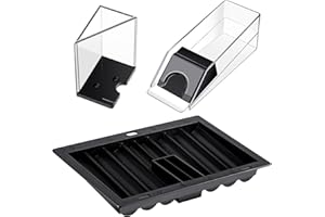 Honoson Poker Chip Tray mit 6 Deck Blackjack Schuh und Discard Tray Black Poker Chip Dealer Holder Card Shoe Black Plastic Jack Dispenser Table Set for Casino Game Party Accessories