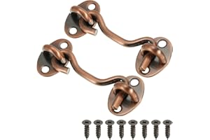 PATIKIL 3 Pulgada Gancho Ojo Pestillo, 2 Paquete Carbono Acero Privacidad Gancho y Ojo Pestillo Puerta Pestillo Cerradura para Ventana Corrediza Puerta, Rojo Bronce