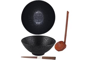 TUYINES Miska Ramen, japońska miska ceramiczna, zestaw misek ramen z łyżeczką pałeczek, japońska miska na zupę, miska na ramen w stylu vintage, japońska zastawa stołowa