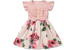 imKutie Toddle Girls Dress, Baby Girl Ruffle Sleeve Floral Dresses Holiday Photography Casual Dress for Age 1-8 Years