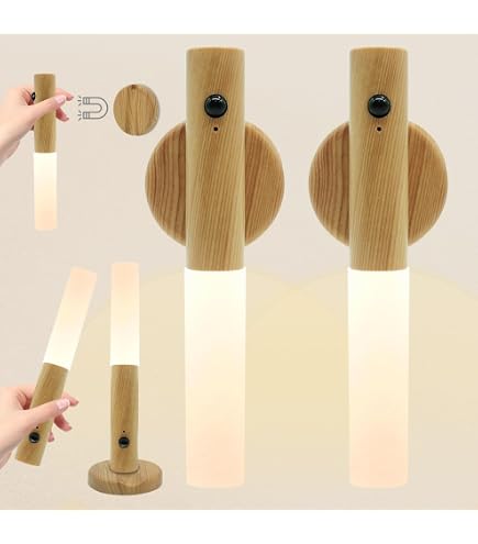 USB-aufladbare Holz-Wandleuchte Mit Bewegungsmelder – Kabellos Für Flur, Schrank & Mehr
