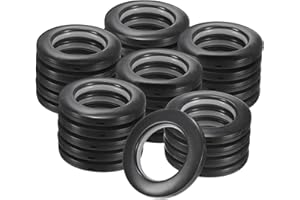 M METERXITY 25er-Pack Vorhangösen, 1-9/16" (40mm) Innendurchmesser Kunststoff Vorhangringe Clip Ösenringe Nanoscale Low Noise Römischer Ring für Fenster/Stoff, Heimvorhänge Ösen [Schwarz]