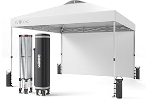 Wiltec Pavillon Pop-up Tonnelle de Jardin Pliante – 3 x 3 x 2,79 m – Couleur Blanche – avec Paroi latérale Roues Fermeture One Push Cadre Robuste Sac – Tente Gazebo Fête Festivités Camping Réception
