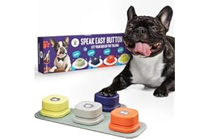 WILLOW PET PRODUCTS Dog Buttons for Communication Starter Pack with Mat- Dog Talking Button Set W/ 4 Talking Buttons for Dogs- Recordable Dog Voice Training Buttons- Talking Dog Buttons- Dog Training & Behavior Aids