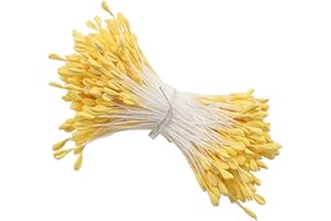 Barlone 350 Stück Pfeifenreiniger Blumen Staubblatt Gelb mit Zwei Perlen Köpfen 3mm, Pfeifenreiniger zum Basteln, Tulpe Blumenstrauß Pfeifenreiniger Zubehör für DIY Handwerksprojekt