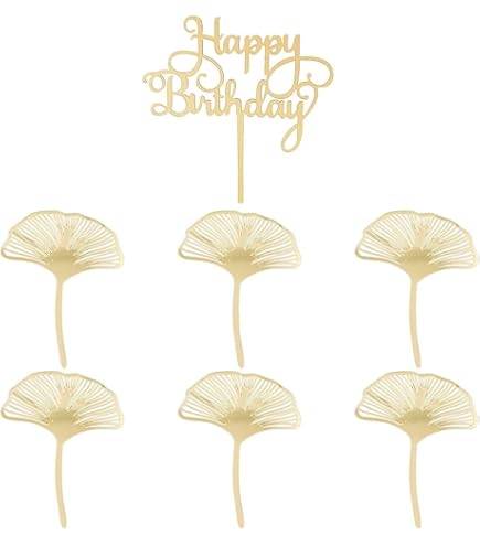 Decorazioni Per Torte In Acrilico Oro - 6 Foglie Ginkgo E 2 Palma - Foto 5