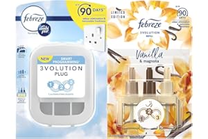 GENERIC Febreze Ambi Pur 3Volution Plug In Diffuser Air Freshener Odour Eliminator Device + 1 Refill - Home & Office Fragrance - Vanilla & Magnolia Scent - 20ml
