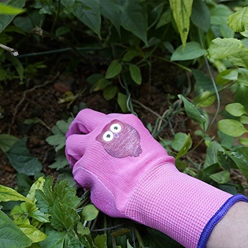 Gartenhandschuhe Arbeitshandschuhe Handschuhe Rutschfeste Montagehandschuhe Nahtlos mit Vollfinger Latexkratzer Beschichtung, 1 Paar,Größe:9(L) Pink - 6