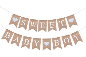2st Söt Pojke Banner, Baby Boy Banner Country Style Rustik Sweet Baby Boy Duschdekorationer för Festtillbehör Födelsedagsfoto