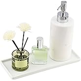 WORHE Vassoio da bagno in marmo, piccolo vassoio rotondo in pietra con taglio ondulato, per gioielli, vassoio cosmetico da cucina, organizer per bagno e bancone da cucina WH049