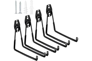 Fippy 4 Stück Wandhaken Garage Schwerlast Garagenhaken Wandhaken Gummiert Garagenhaken Garage Wand Haken für Leiter Geräte Werkzeuge Stuhl Schlauch Fahrrädern (schwarz)