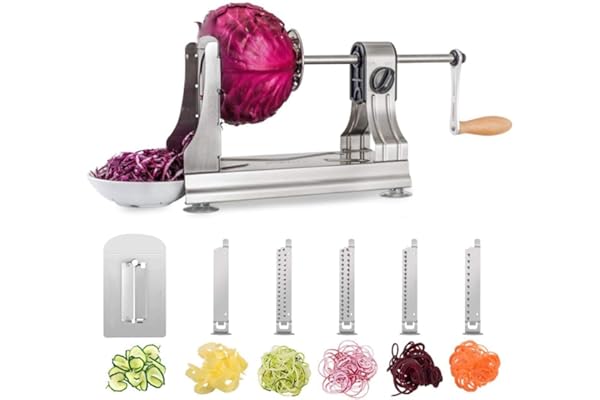 Spiraliseur WellToBe Coupe-légumes Spirale végétale 6 lames Courgette Pâtes et nouilles Spaghetti Spiralizer améliorée Spiraliser Spiral Slicer Maker