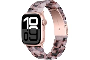 Miimall Resin Strap Compatible with Apple Watch Series 11 10 9 8 7 6 5 4 SE 3 2 1, Lightweight Band for iWatch 42mm(Series 10 11) 41mm 40mm 38mm, Adjustable Bracelet for Women Men-Tortoise Shell