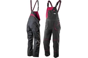 NEO TOOLS Damen Arbeitslatzhose oder SET mit Jacke und Latzhose Gr. S - XXL | modisches Design, Damen Arbeithose mit elastischen Träger, Veile Taschen, verstärkte